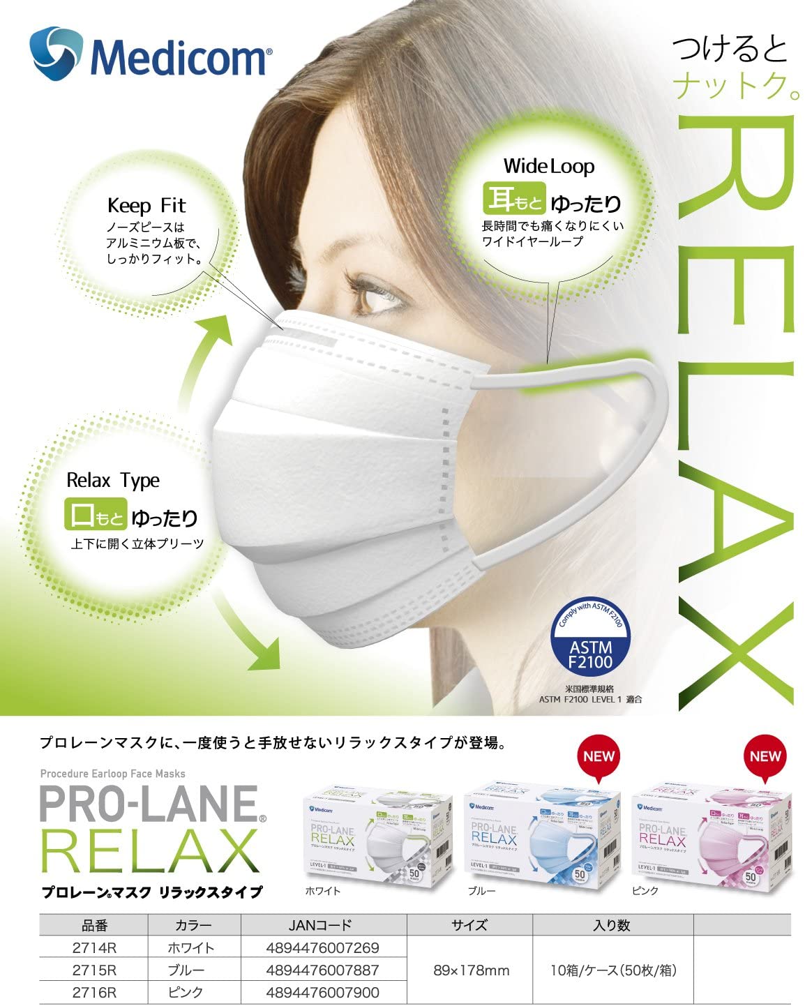 プロレーンマスク ホワイト 50枚入