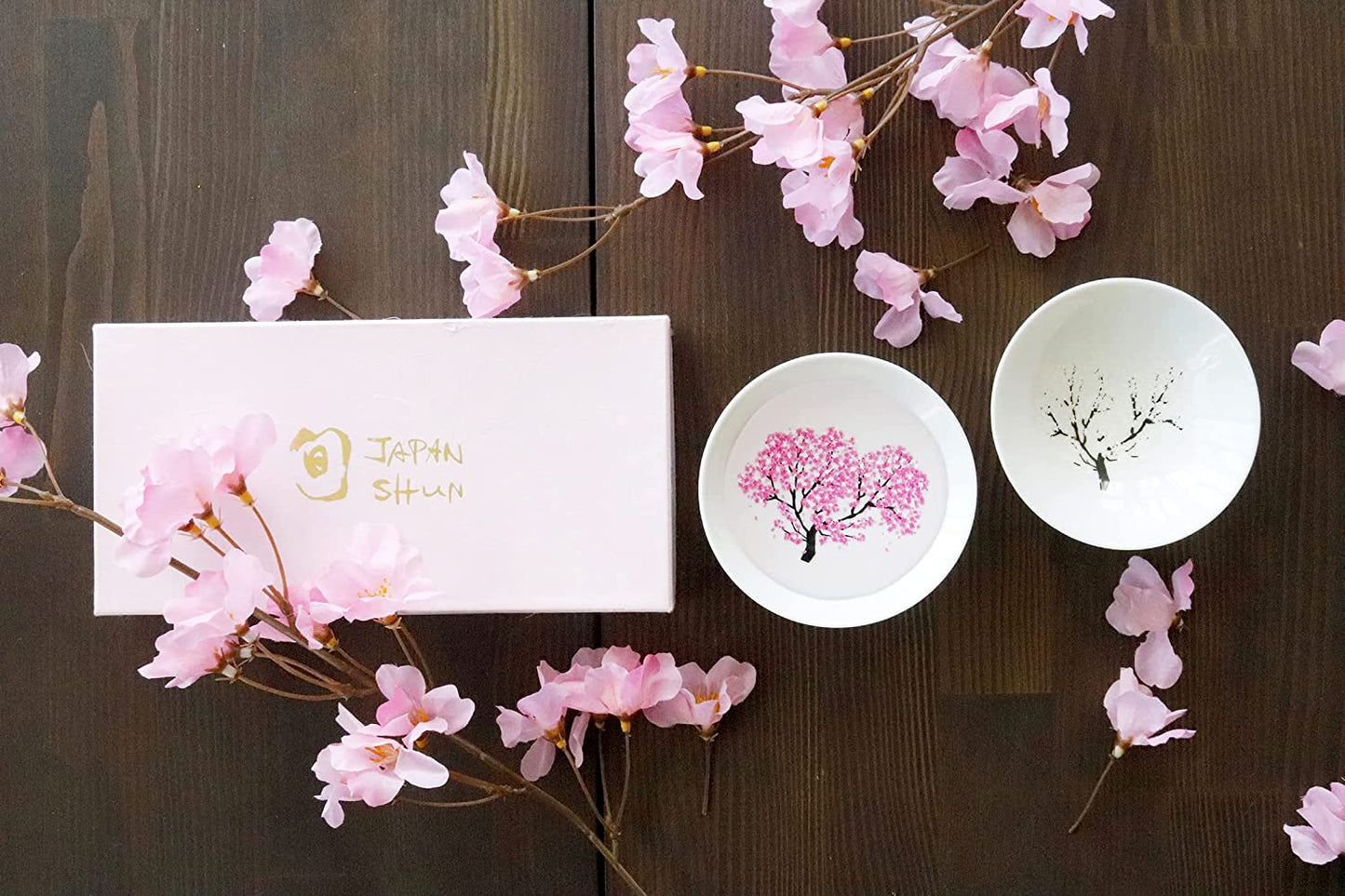 盃 丸モ高木陶器 冷感桜 白平盃ペアセット